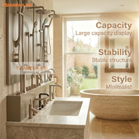 Support mural de salle de bain au design épuré pour douchette, avec étagères superposées, pour accessoires de robinetterie et articles de toilette
