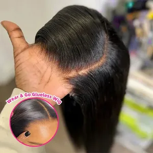 Perruques sans colle <span class=keywords><strong>Nu</strong></span> Look Hair Straight 13x6, cheveux humains, dentelle transparente HD, perruque frontale en dentelle, cheveux humains naturels pour femmes noires - Product Image 1
