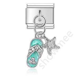 Nouveau produit Bracelet à breloques italien en acier inoxydable avec breloques Evil, Casque audio, Lune, Livre, Pendentif œil - Product Image 3
