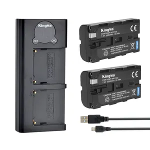 KingMa 2 Pack 更换 NP-F550 电池和 LCD 双通道充电器，适用于索尼 NP-F970 F960 F770 F750 F550