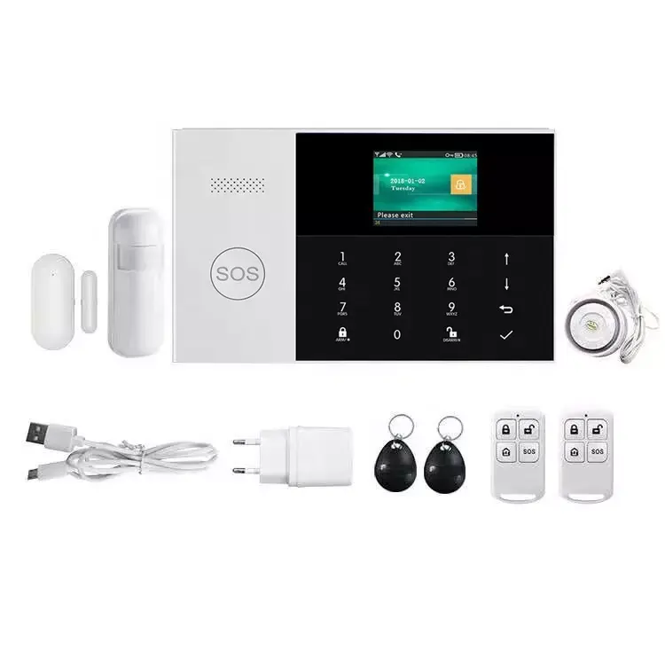 2,4-Zoll-TFT-Bunt-LCD-Bildschirm Home Alarm System Tastatur Fernbedienung Kit mit SOS-Taste