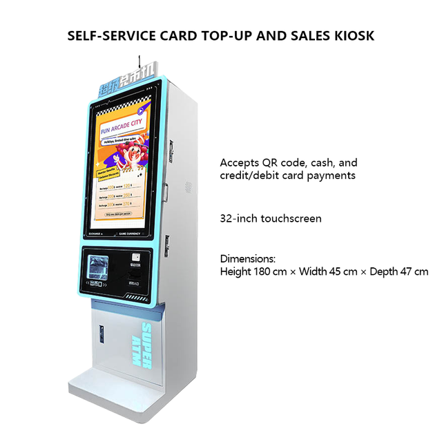 Wholesale 20000 Coin Capacity 32 Inch Touch Screen Cashless Self-service Card&Token Kiosk Family Entertainment Center Arcade