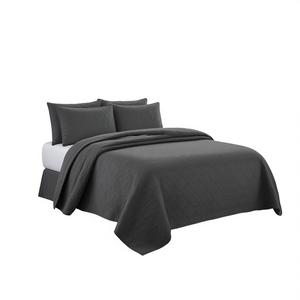 Juego de Cubrecamas Reversibles DB King Size en Gris Oscuro, 3 Piezas, Colección de Ropa de Cama para Toda Temporada - Product Image 1