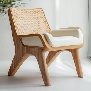 Sillón Moderno de Madera de Teca Maciza de Primera Calidad sin Brazos con Cojín de Terciopelo para el Hogar, Oficina, Sala de Estar, Comedor, Dormitorio - Product Image 6