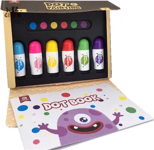 Meest Populaire Kinderen 6 Kleuren Dot Schilderij Set Kids Doodle Borstel Tool Plastic Dot Kinderen Schilderen Speelgoed