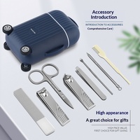 Trousse de Voyage en Acier Inoxydable – Kit Complet 8 Pièces pour Manucure et Pédicure : Coupe-Ongles, Lime à Ongles, Polissage et Outils de Soin des Ongles