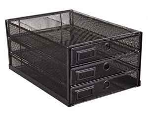 Desk Organizer with <b>Drawer</b> Wire Mesh Desk Organizers Tray Paper Sorter <b>File</b> Stand Storage Letter A4 Paper Office Accessories - Product Image 3