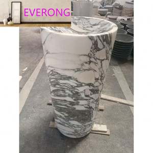 Lavabo a <span class=keywords><strong>Colonna</strong></span> in Marmo Bianco Arabescato di Lusso, Ideale per Design di Bagni di Alta Gamma - Product Image 4