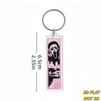Porte-clés rose Y2K style horrifique, masque hurlant de dessin animé avec cœurs et gouttes, breloque acrylique pastel gothique pour sacs et clés, parfait