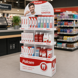 4-Tier Stepped Cardboard Retail Display <b>Stand</b> for Mouthwash & Toothbrushes, Fast Setup for Grocery Store Promotions - Product Image 2