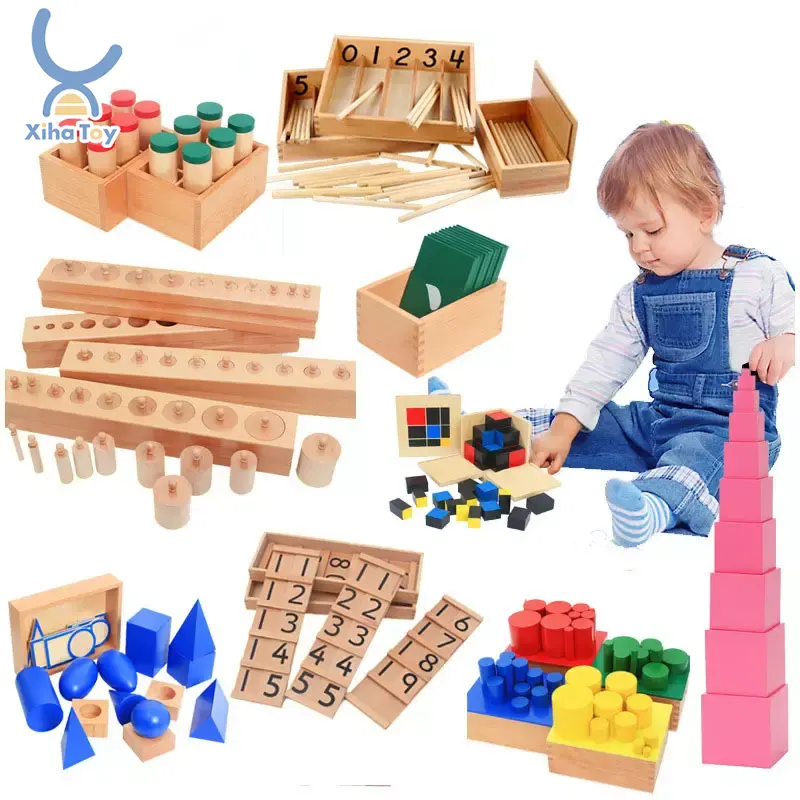 XIHA Đồ Chơi Giáo Dục Montessori Bằng Gỗ Cho Bé Bộ Nguyên Liệu Montessori Bằng Gỗ Cho Trẻ Em Đồ Chơi Montessori Juguetes Chất Liệu Toán Học