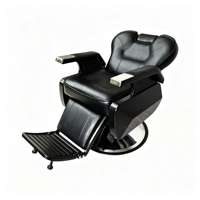 Fauteuil de Barbier Hydraulique Professionnel Noir Inclinable, Chaise de Salon Pivotante à 360°, Réglable en Hauteur, avec Repose-Pieds pour Salon de Coiffure et Rasage