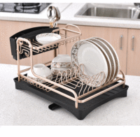 Escurridor de Cocina de Aleación de Aluminio, Escurridor de Doble Capa para Platos y Palillos
