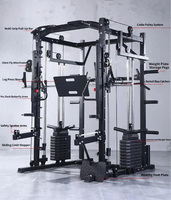 Machine Smith multifonctionnelle, rack de squat robuste pour la maison et le commerce avec système de câbles pour entraînement complet du corps