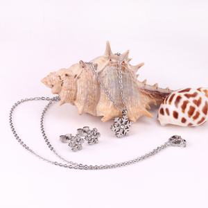 Collar con Colgante de Oro, Material de Acero Inoxidable, Aretes con Piedras, Collar Infantil con Diseño de Copo de Nieve, Juego de Joyería con Diamantes - Product Image 4