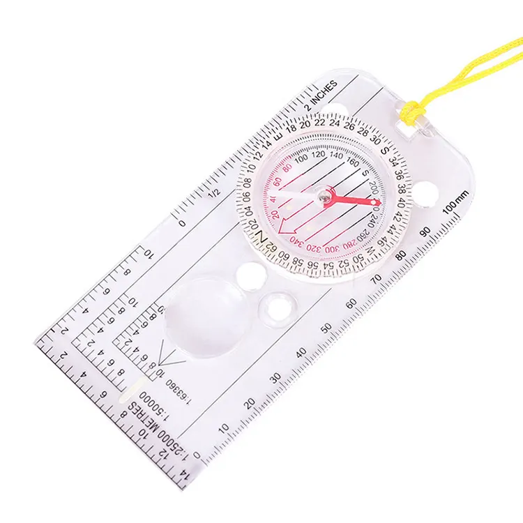 LUXUN Professional Multifunctional Map with Night Light Scale Bar Compass Hiking Transparent Acrylic Outdoor Compass Drawing