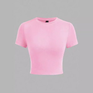 تي شيرت صيفي جديد 2026 بأكمام قصيرة وقصة ضيقة، تصميم أوروبي أمريكي عصري، ياقة مثيرة، قماش محبوك مريح وقابل للتنفس - Product Image 3