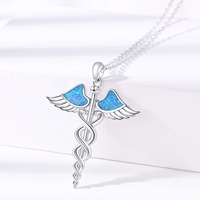 Infirmière Bijoux 925 Sterling Silver Lovable Opal Wing Luck Pendentif Collier Pour Femmes