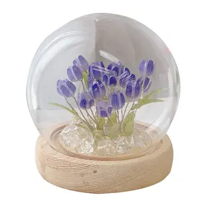 DIY kreative Tulpe Glas abdeckung Mini Hand PVC Box Hochzeit Valentinstag Geschenk box Schlafzimmer dekorative Nachtlicht Tisch lampe