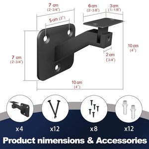 Kit staffe corrimano girevoli Heavy Duty in metallo a parete quadrata mensola a mano ringhiera delle scale staffe <span class=keywords><strong>regolabili</strong></span> per scale - Product Image 2