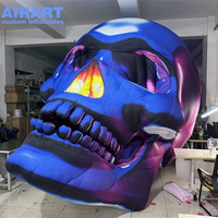 Crâne Gonflable Suspendu Personnalisé Bleu Violet Dégradé, Grand Crâne Fantôme Gonflable pour Décoration de Plafond de Scène de Concert