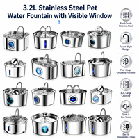Fuente de Agua para Mascotas de Acero Inoxidable 304, Dispensador de Agua para Perros y Gatos de 3.2L, Bomba Silenciosa con Filtro, OEM