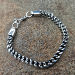 Bracelet chaîne <span class=keywords><strong>gourmette</strong></span> vintage en <span class=keywords><strong>argent</strong></span> noirci pour hommes dernière conception en acier inoxydable Biker Punk Style classique plaqué or bijoux - Product Image 1