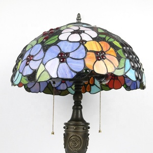Lámpara de Mesa Estilo Tiffany Mediterráneo LongHuiJing Floral de 16 Pulgadas con LED E27, Pantalla de Vidrio con Cúpula, Lámpara de Escritorio Flexible - Product Image 2
