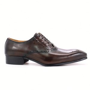 Chaussures habillées formelles pour homme en cuir véritable, style Oxford, à bout fermé, à enfiler, motif pois, pour mariage, collection 2026 - Product Image 5