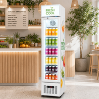 Réfrigérateur Commercial Économe en Énergie, Mural, à Porte Vitrée, Vitrine Réfrigérée avec Verrouillage, Affichage LED, Sans Givre, Contrôle par Application