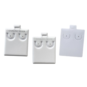 Tarjeta de exhibición de joyería de <span class=keywords><strong>espuma</strong></span> pequeña personalizada almohadilla de hojaldre blanca embalaje de collar pendientes de plástico almohadilla de hojaldre de tarjeta con impresión de plata - Product Image 1