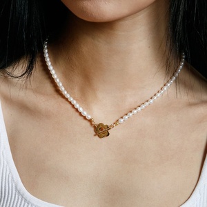 Oro Vermeil 925 Sterling Silver acqua dolce <span class=keywords><strong>margherita</strong></span> perla <span class=keywords><strong>collana</strong></span> di moda - Product Image 2