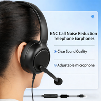 Casque Binaural Filaire USB avec Microphone Anti-Bruit Qualcomm ENC et Fonction Mute, Idéal pour le Bureau et les Appels Professionnels