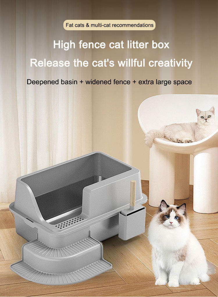 Wholesale High Sided Large Capacity Cat Litter Box With Shovel