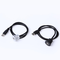 Conector USB Tipo A 2.0 Hembra a Macho con Cable de Extensión (60cm/150cm) para Instalación en Orificios de 22mm
