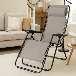 Poltrona GRAVITY Grigia 65x175x110 cm, Sedia da Spiaggia Resistente per un Comodo Relax - Product Image 2
