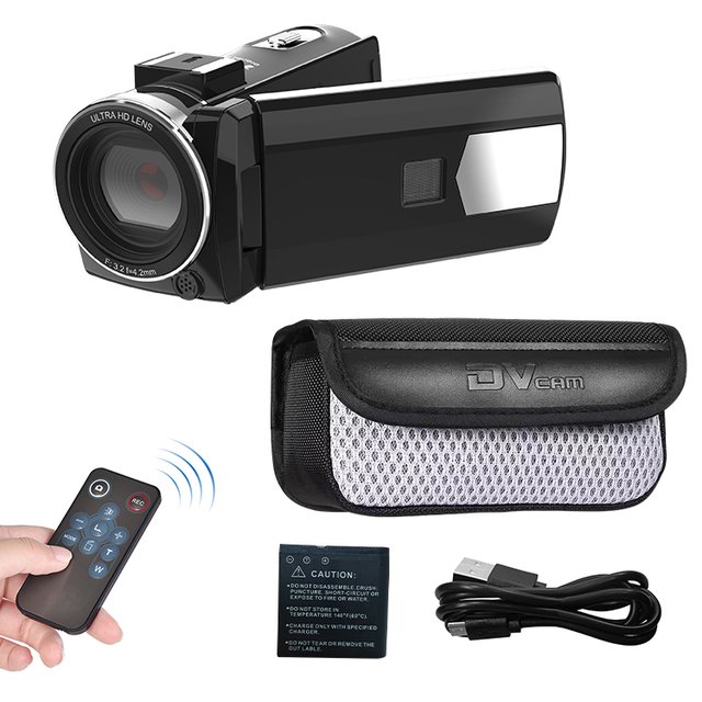 4K 48MP Remote Control Digital Video Camcorder Camera with IR Night Vision 16X Zoom for Travel Vlog