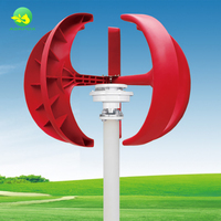Nouvelle conception de mini-éolienne à axe vertical 100W-300W 12V/24V pour éclairage de rue et panneaux solaires, type lanterne rouge en acier inoxydable