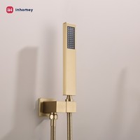 Robinet de baignoire mural moderne à double poignée en laiton brossé doré avec design à débit doux pour salles de bain d'hôtels et d'appartements