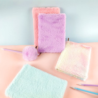 A5 peluche floue 3D tissu de broderie mignon licorne dessin animé manuel journal journal cahier avec stylo peluche floue