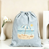 Bolsa de Regalo de Lona Ecológica con Cordón, Diseño de Dibujos Animados, Versátil, Portátil, para Regalos Corporativos y Festivos
