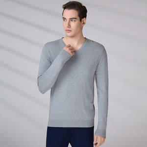 Custom High Quality Cotton Knitwear Casual <b>Pullover</b> Fall Long Sleeve <b>Jumper</b> Embroidered Logo V Neck Sweater - Product Image 4