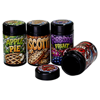 Bocaux en verre UV noirs personnalisés pour herbes et fleurs, 3,5g, 7g, 5ml, 100ml, 150ml, avec autocollant