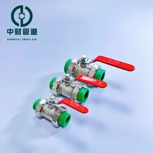 Zhongcai pipes PPR water supply pipe fittings Double union copper ball valve Frost resistant series Green home decoration