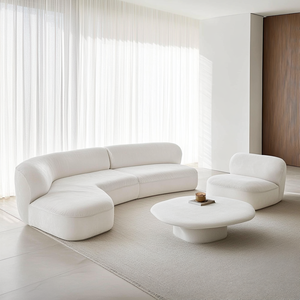 Juego de sofás tapizados modernos en forma de L en blanco para apartamentos pequeños, sala de estar y Villa, respetuosos con el medio ambiente - Product Image 1