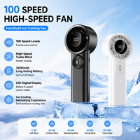 Ventilateur portable rechargeable, mini ventilateur de refroidissement avec vitesse de vent réglable, affichage numérique LED, longue durée de vie de la batterie