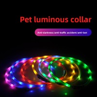 Collier lumineux transfrontalier pour chien, en gel de silicone LED, accessoire pour animaux de compagnie, collier clignotant lumineux pour mariage et fête - Japon Corée du Sud