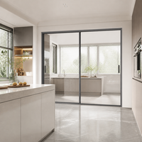 Porte coulissante minimaliste en aluminium à rupture de pont thermique, double vitrage, étanche, pour entrée de villa