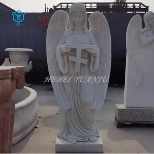 Наружное Искусство Белый Мраморный Крест религиозное распятие скульптура ангела Иисуса статуя крест дизайн