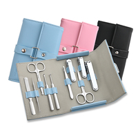 Kit de manucure et pédicure professionnel de luxe en acier inoxydable, 10 pièces/ensemble, outils de soin des ongles portables de voyage, sac en cuir